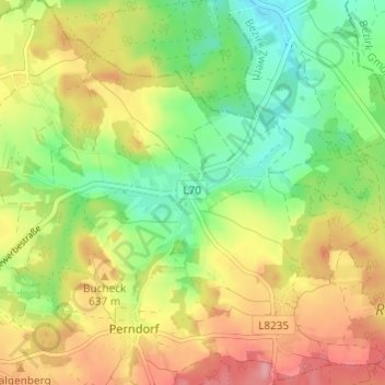 Topografische kaart Sallingstadt, hoogte, reliëf