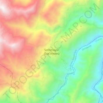 Topografische kaart Sotomayor (Los Andes), hoogte, reliëf
