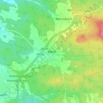 Topografische kaart Mauk, hoogte, reliëf