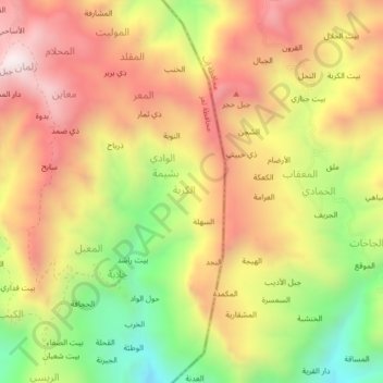 Topografische kaart Al Mahalib, hoogte, reliëf