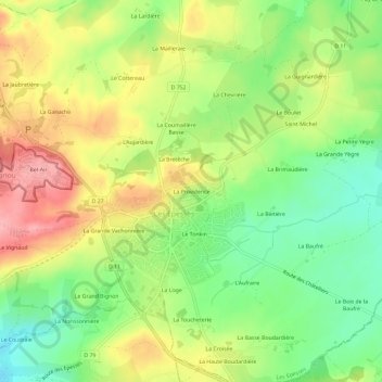 Topografische kaart La Providence, hoogte, reliëf