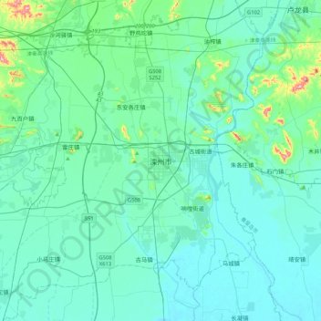 Topografische kaart 滦州市, hoogte, reliëf