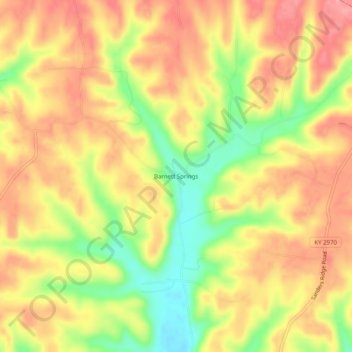 Topografische kaart Barnett Springs, hoogte, reliëf