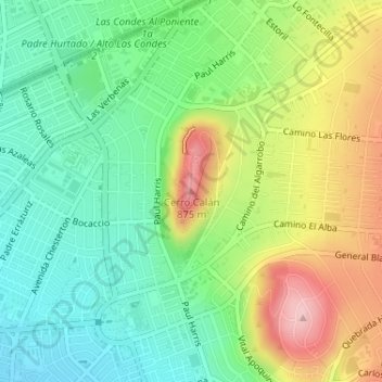 Topografische kaart Cerro Calán, hoogte, reliëf