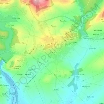 Topografische kaart La Gare, hoogte, reliëf