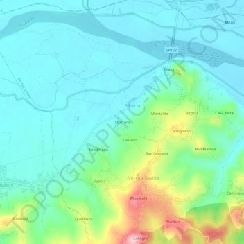 Topografische kaart Sbarrera, hoogte, reliëf