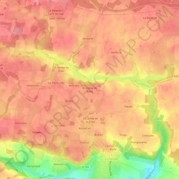 Topografische kaart Brunelay de Haut, hoogte, reliëf
