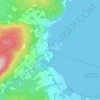 Topografische kaart Storsteinnes, hoogte, reliëf