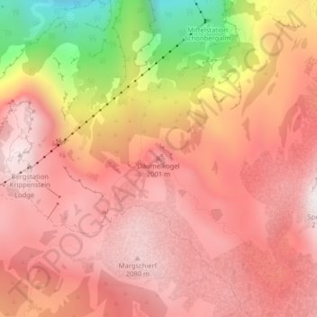 Topografische kaart Däumelkogel, hoogte, reliëf
