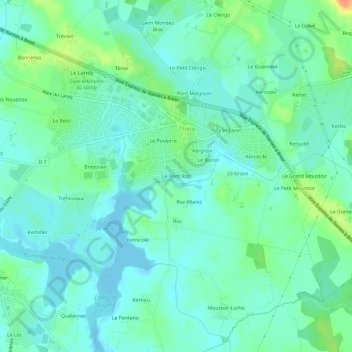Topografische kaart Le Pont Roz, hoogte, reliëf