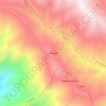Topografische kaart Chontali, hoogte, reliëf