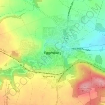 Topografische kaart Eggenburg, hoogte, reliëf