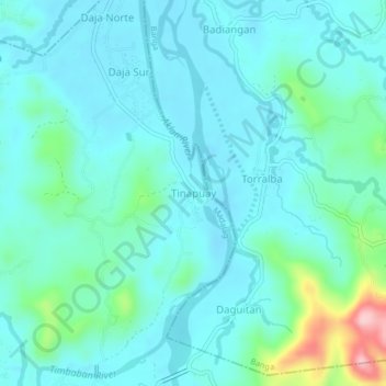 Topografische kaart Tinapuay, hoogte, reliëf