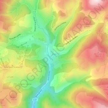 Topografische kaart Ciriei, hoogte, reliëf