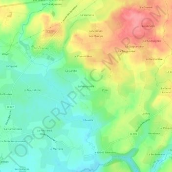 Topografische kaart La Messuzière, hoogte, reliëf