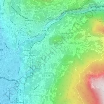 Topografische kaart Povo, hoogte, reliëf