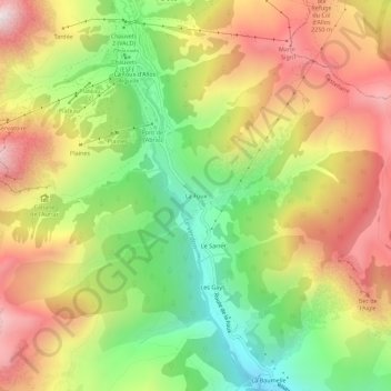 Topografische kaart La Foux, hoogte, reliëf
