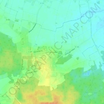 Topografische kaart La Croix Gautron, hoogte, reliëf