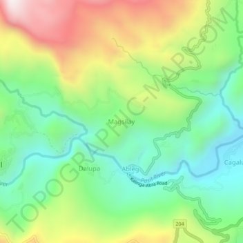 Topografische kaart Magsilay, hoogte, reliëf