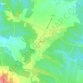 Topografische kaart Vendras, hoogte, reliëf