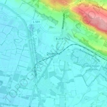 Topografische kaart Dörenthe, hoogte, reliëf