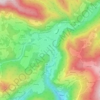Topografische kaart Rennweg, hoogte, reliëf