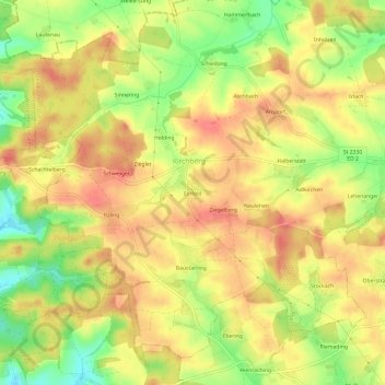 Topografische kaart Einfeld, hoogte, reliëf