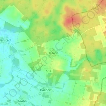 Topografische kaart Dallahn, hoogte, reliëf