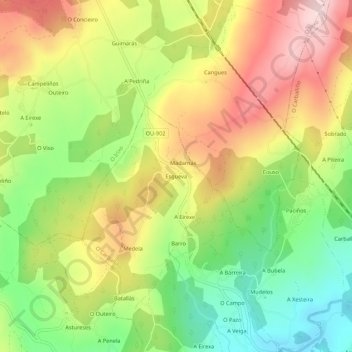 Topografische kaart Esgueva, hoogte, reliëf