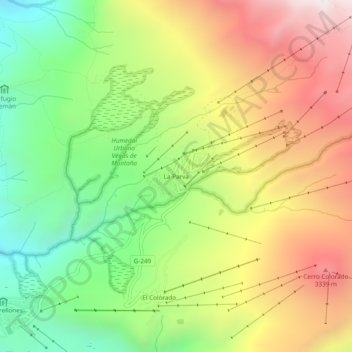 Topografische kaart La Parva, hoogte, reliëf