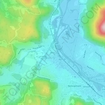 Topografische kaart Moulin, hoogte, reliëf