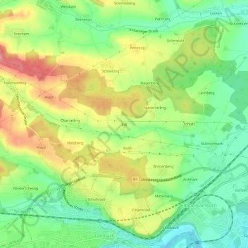 Topografische kaart Edt, hoogte, reliëf