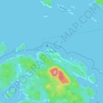 Topografische kaart Kitkatla, hoogte, reliëf