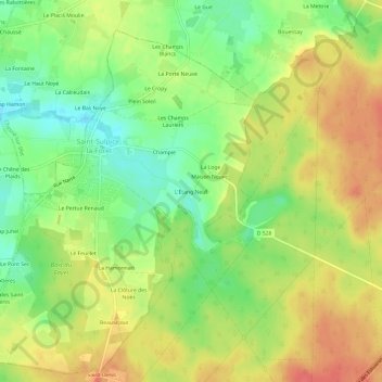 Topografische kaart L'Étang Neuf, hoogte, reliëf