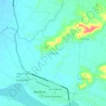 Topografische kaart Libtong, hoogte, reliëf