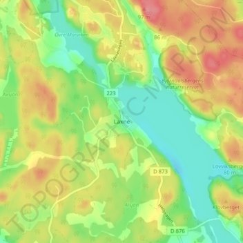Topografische kaart Laxne, hoogte, reliëf