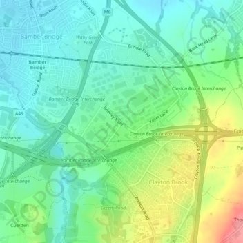Topografische kaart Walton Summit, hoogte, reliëf