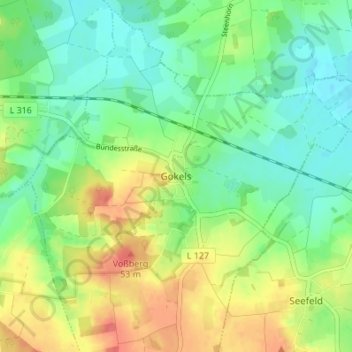 Topografische kaart Gokels, hoogte, reliëf