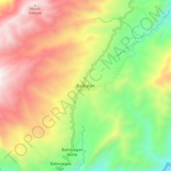 Topografische kaart Balbalan, hoogte, reliëf