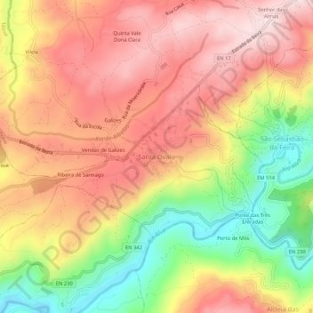 Topografische kaart Santa Ovaia, hoogte, reliëf