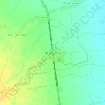 Topografische kaart Babanuang, hoogte, reliëf