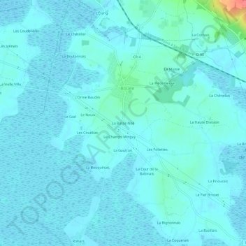 Topografische kaart La Basse Noë, hoogte, reliëf