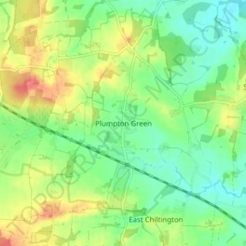 Topografische kaart Plumpton Green, hoogte, reliëf
