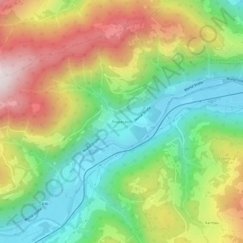 Topografische kaart Triebendorf, hoogte, reliëf
