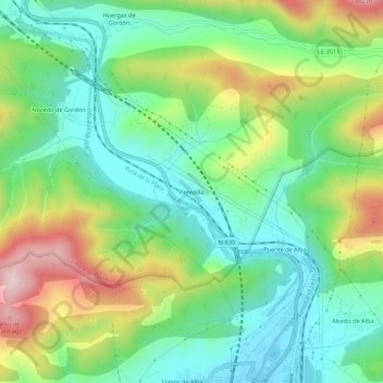 Topografische kaart Peredilla, hoogte, reliëf