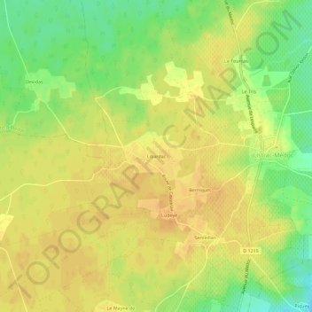 Topografische kaart Libardac, hoogte, reliëf