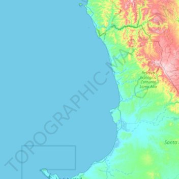 Topografische kaart Islote El Pelado, hoogte, reliëf