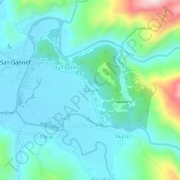 Topografische kaart Bucao, hoogte, reliëf