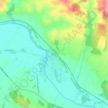 Topografische kaart Brazis, hoogte, reliëf