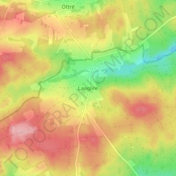 Topografische kaart Langlire, hoogte, reliëf